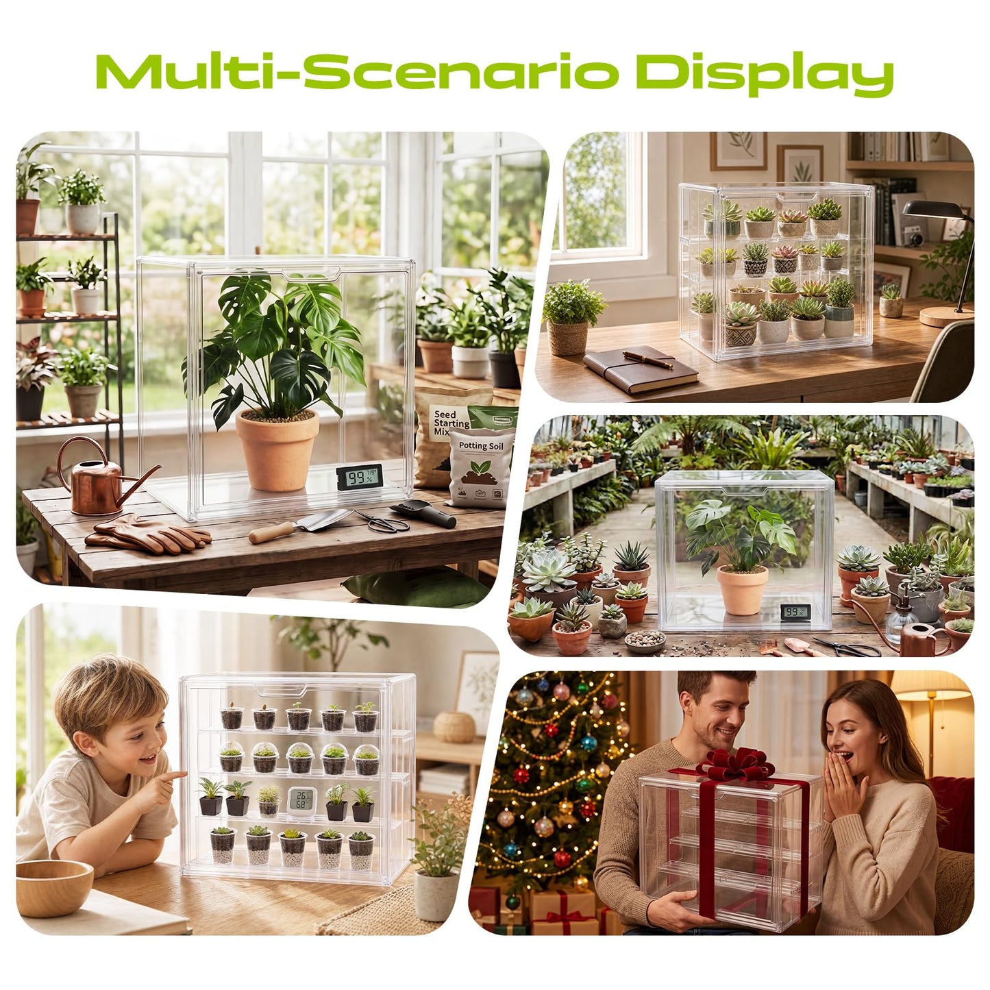 Clear Mini Greenhouse Indoor, Tabletop Portable Greenhouse with Magnetic Door Small Acrylic Plant Green House for Seed Starting, Plant Grow Warmer,and Home Gardening Display