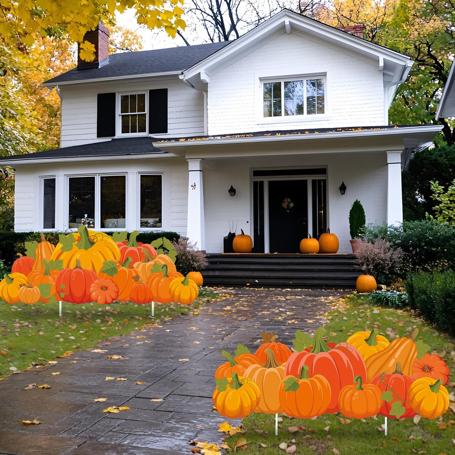 Fall Yard Signs Decorations Thanksgiving Pumpkin Yard Stakes Outdoor Lawn Sign with Stakes for Autumn Pumpkin Patch Thanksgiving Harvest Lawn Patio Garden Decor, 30 Inch