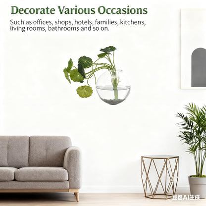 OQUQO 4 pcs Glass Wall Hanging Planter, Oval Terrarium Vase, Propagation Station for Hydroponics, Indoor Plants, Home Office Decor (Large)
