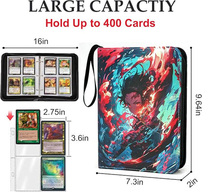 400 Pockets Card Binder for Anime Cards,Portable Waterproof One Piece Cards Storage Book with Removable Sleeves