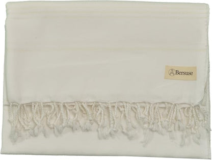 Bersuse Towels Anatolia XL Beach Blanket Throw Blanket Turkish Towel 100% Cotton Extra-Large Quick-Dry Lightweight Premium Peshtemal Towel - 61x82 Inches, White