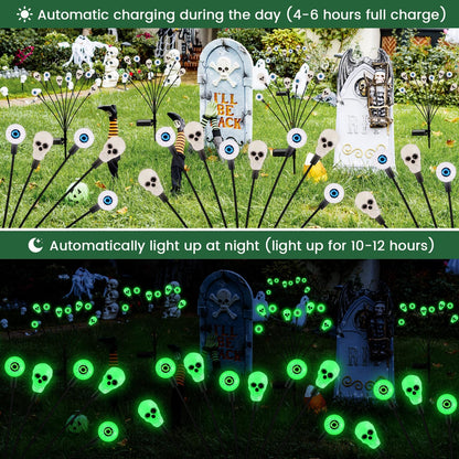 vignuto Halloween Decorations Outdoor, Scary Eyeball Lights,4PACKS 32LED,IP65 Waterproof,Halloween Decor for Garden/Yard/Patio/Lawn/Pathway(Green)