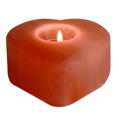 Deluxe Comfort Himalayan Salt Heart Candleholder - Negative Ions Products for Real Benefits of Health, Orange, (HRTSA-2003)