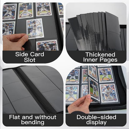 Premium Card Binder 12 Pocket for 720 Pockets Trading Card Binder, PU Zipper Card Collection Album, Book Holder for MTG, TCG, Game Cards, Sports Cards(Orange)