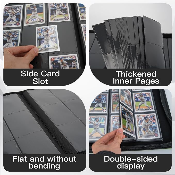 Premium Card Binder 12 Pocket for 720 Pockets Trading Card Binder, PU Zipper Card Collection Album, Book Holder for MTG, TCG, Game Cards, Sports Cards(Red)