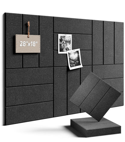 Felt Bulletin Board Tiles -28"x18" with 40 Adhesive Tabs, Cork Board Alternative for Office Decor, Push Pin Board Wall Organizer 6-Pack(Charcoal Gray)