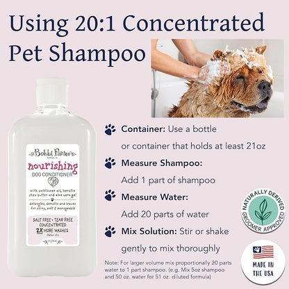 Bobbi Panter Nourishing Dog Conditioner Safflower Oil, Keratin, Shea Butter & Aloe Vera – Detangling Natural Formula for Soft, Smooth & Manageable Coat, 10:1 Concentrate, Made in USA, 14 oz
