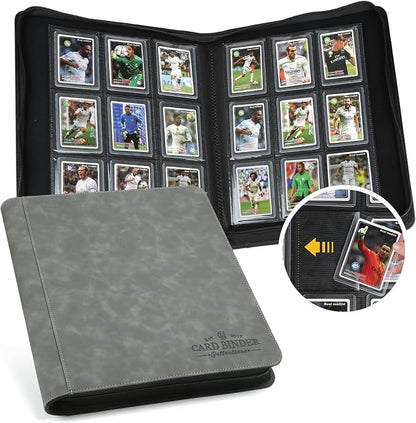 Toploader Binder,Toploader Hard Cases, 9-Pocket Pages Sleeves Hold up 288 Cards.Toploader Card Binder with Sleeves for “3×4” rigid，Card Holder(grey)