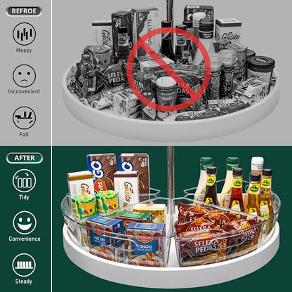JEISSLIA Lazy Susan Cabinet Organizer Bins for 26"/ 28"/ 32" Diameter Corner Organizer, Plastic Cabinet Storage Bin, 1/8 Wedge - Food Safe, BPA Free, with Non-Slip Pads (for 28" Diameter, 4 Pack)