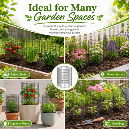 30Pcs Plant Protector from Animals, 10 Pack Metal Wire Plant Cages for Garden, 13" H x 16" D Plant Protection Cage with Ground Stakes for Tomatoes, Vegetables, Flowers Rabbit & Squirrel Barrier