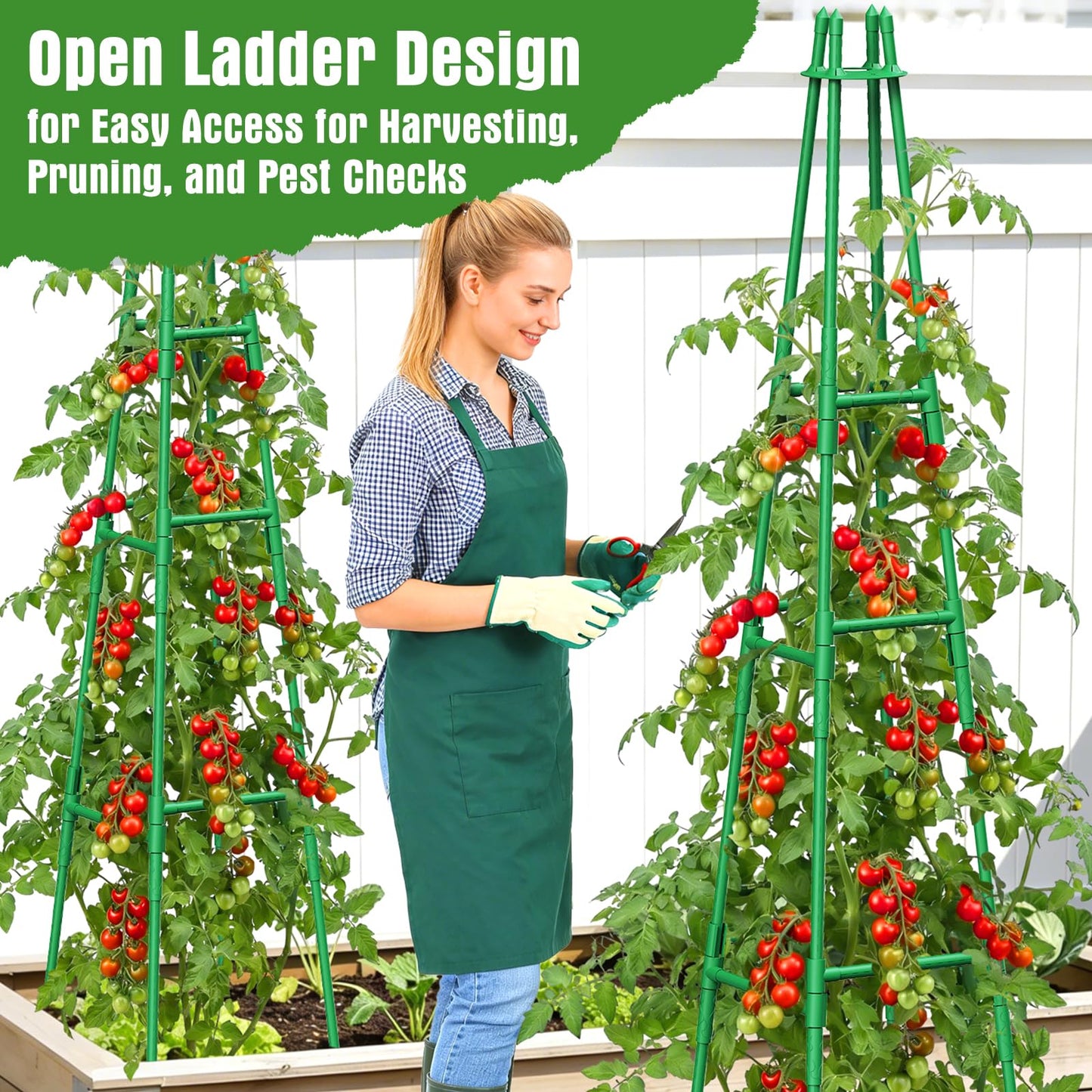 4 Pack 64" Tall Adjustable Obelisk Garden Trellis for Climbing Plants, Rust-Proof Pe Coated Metal Plant Trellis Support for Raised Beds, Potted Vines, Cucumbers, Tomatoes, Indoor Outdoor Use (4 Pack)