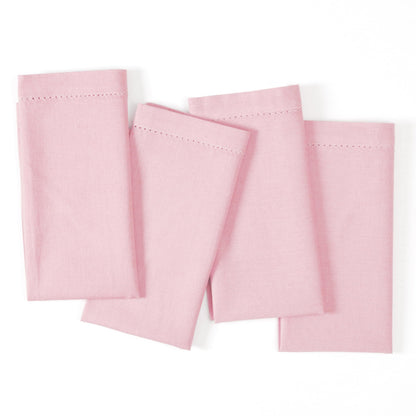Ramanta Home Pink Cloth Dinner Napkin Set of 12-18x18 Inch, Easter Premium Cotton Linen Flax Hemstitched Napkins for Spring Decor Wedding, Party, Kitchen | Soft Durable Washable for Everyday Use