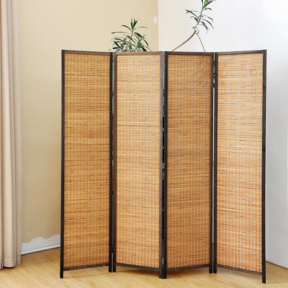 Pawlabay 4 Panel Bamboo Room Divider Screen,5.6 FT Tall Bamboo Divider Folding Panel Screen,Freestanding Panel Divider for Room Seperation,Brown