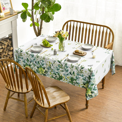 Horaldaily Spring Summer Tablecloth 60x84 Inch Rectangular, Eucalyptus Floral Table Cover for Party Picnic Dinner Decor