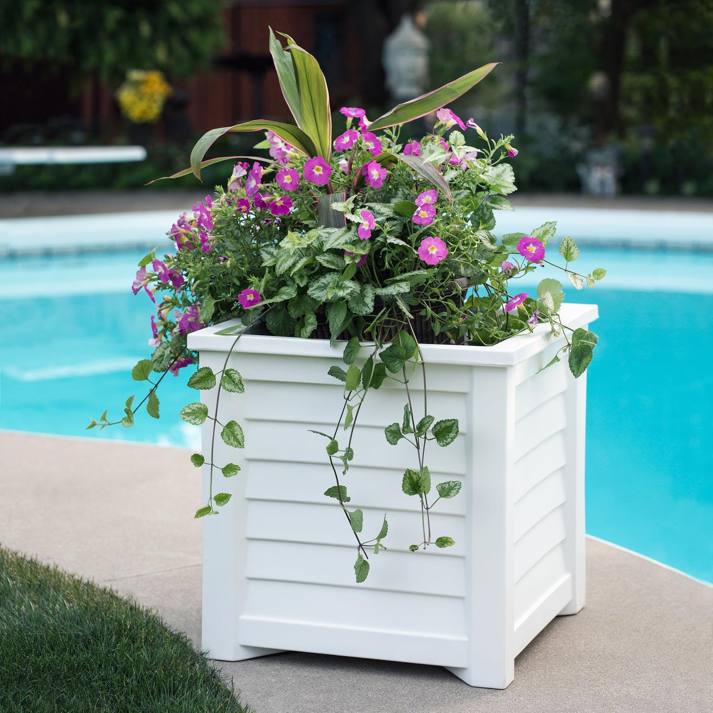Mayne 5866-W Lakeland Square Patio Planter, 16x16, White