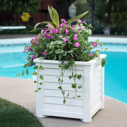 Mayne 5866-W Lakeland Square Patio Planter, 16x16, White