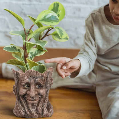 vomiceak Face Planter with Funny Smile - Unique Head Planters for Indoor Outdoor Plants with Drainage Hole, Cute Plant Pots for Succulents, Creative Flower Pots as Gifts for Women and Men (Brown Man)