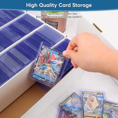 6 Pack Card Storage Box, 3700 Count Trading Card Storage Box White Sports Storage Card Box Organizer Sorting Tray Cards Sleeve Cases Box for Storing Protecting and Organizing Soccer Cards