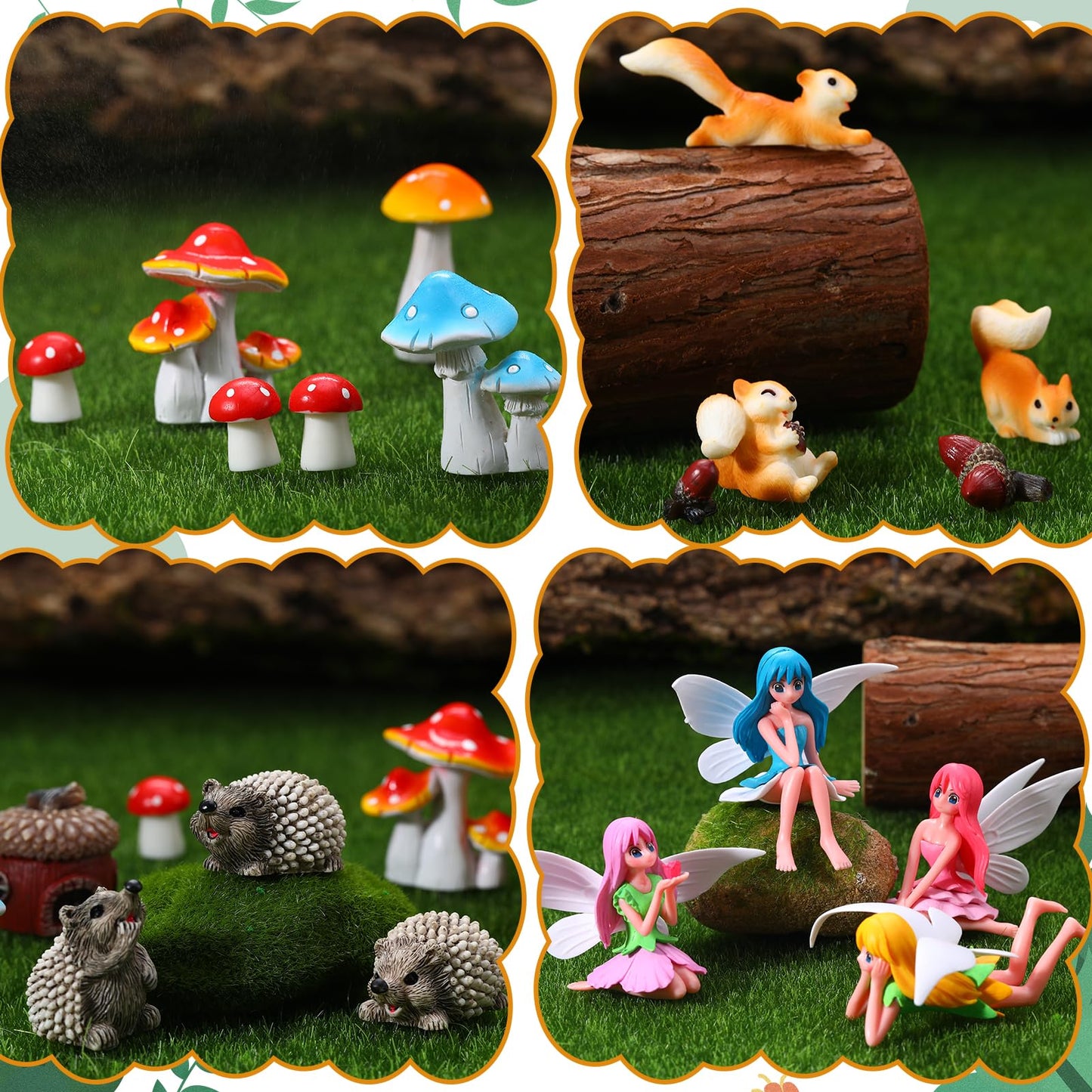GGSTDDUP 20Pcs Fairy Garden Accessories, Miniature Garden Ornaments Landscape Decorations Mini Fairy Figures Animal Plant Set for DIY Terrarium Potted Plants Dollhouse Desk Decor