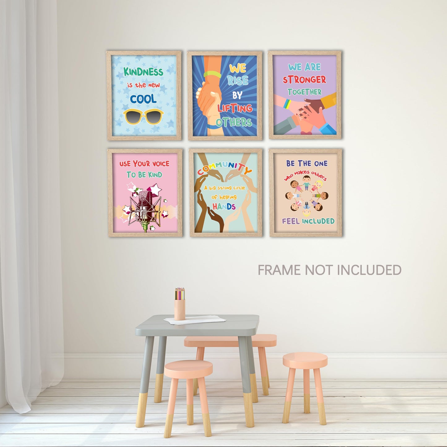 KDMAZH 6 Classroom Posters, Kindness Poster for Classroom Decorations，Motivational,Language educational， Positive,Inspirational. 8xx10Inch，Unframed