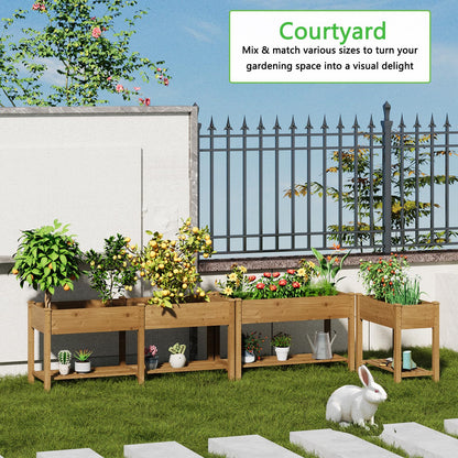 72x24x30.7 Wood Raised Garden Bed with Legs Wooden Planter Box with Storage Shelf Elevated Wood Planter Box for Vegetables Flowers Herbs Garden Planter for Backyard Patio Balcony (Brown, Large)