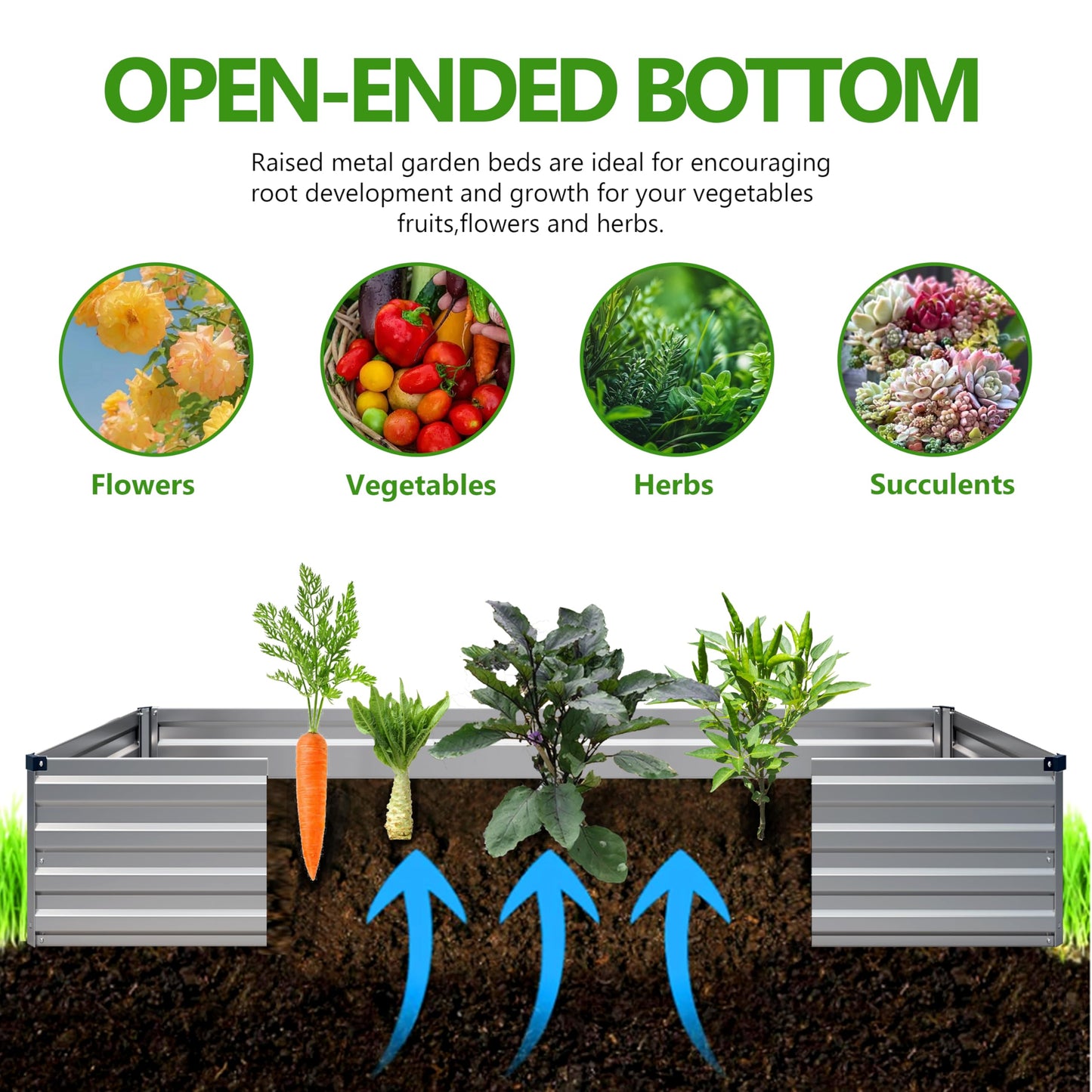 Easllre 2PCS 10x3x1ft Galvanized Raised Garden Bed,Outdoor Planter Box Metal Patio Kit Planting Bed for Vegetables Flowers Herb,Silver