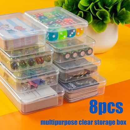 JINUPHION 8 Pcs Playing Card Case, Small Clear Box, Plastic Deck Box, Card Deck Holder, Game Card Storage Organizer (8 pcs Standard) (No Cards)