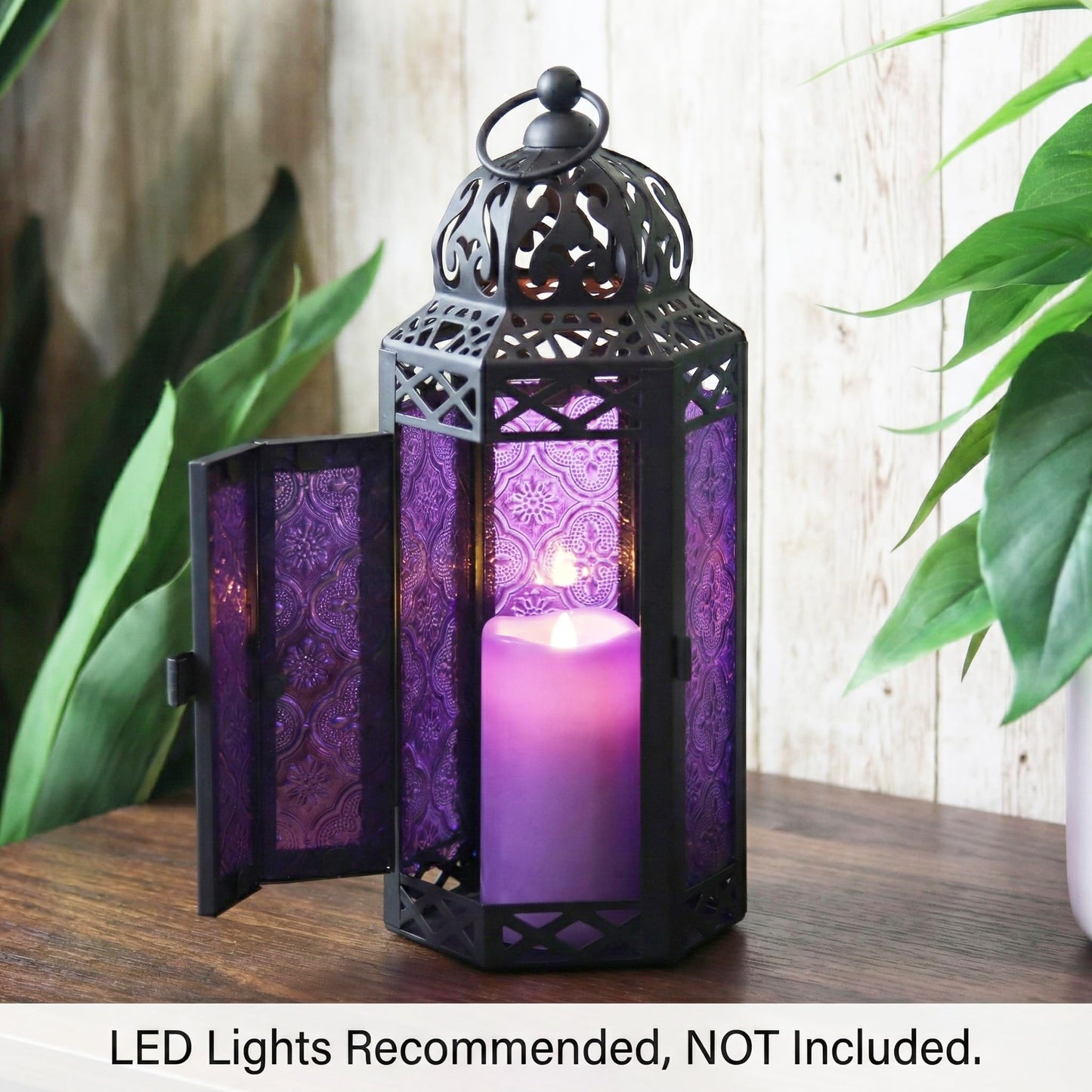 Vela Lanterns Decorative Indoor Moroccan Gothic Candle Holder, Purple, M