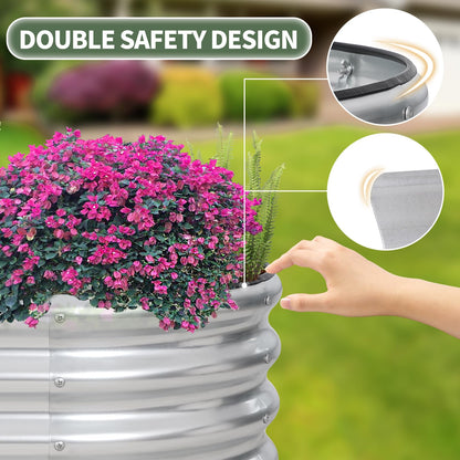 Galvanized Raised Garden Bed- Planter Garden Boxes Outdoor, Raised Beds for Gardening, 4x2x1ft Metal Garden Bed Kit for Vegetables Flower, Planter Raised Bed with Protective Tape & Tools.Silver-4pack