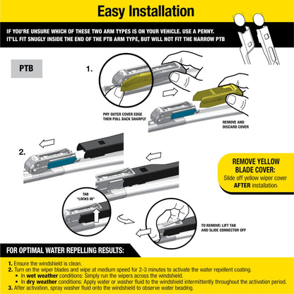 Rain-X 5079272-2 Latitude 2-In-1 Water Repellent Wiper Blades, 14 Inch Windshield Wipers (Pack Of 1), Automotive Replacement Windshield Wiper Blades With Patented Rain-X Water Repellency Formula