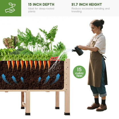 AMERLIFE 7x2 Ft Raised Garden Bed, 16 Inch Depth Featuring Legs, Drainage Holes, Ideal for Deep Rooted Vegetables, Flowers, Herbs, Elevated Wood Planter Box for Balcony, Patio, Backyard, Easy Assembly