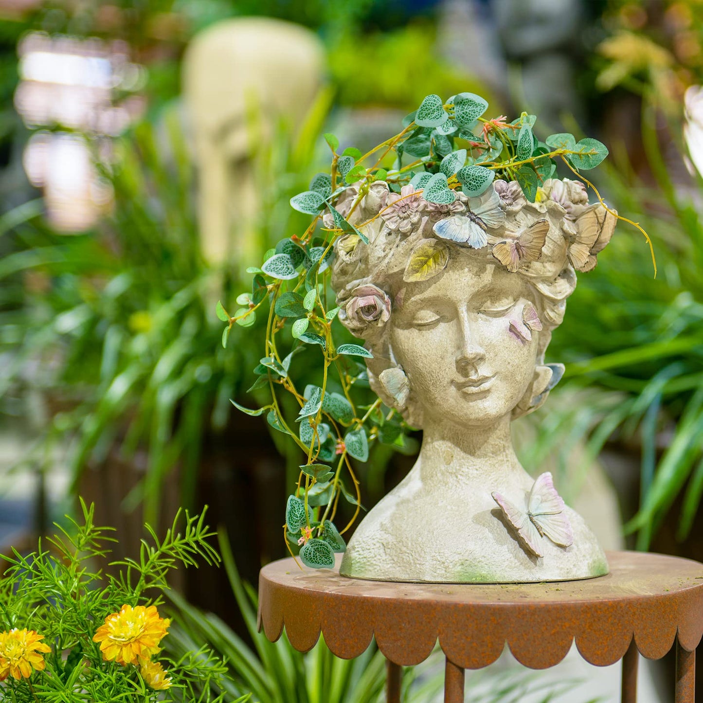 LC LCdecohome Face Flower Pot Head-Planters Succulent - 10 Inch Garden Resin Face Planter with Drainage Hole for Indoor and Outdoor Plant 7.75 * 6.75 * 10 Inch
