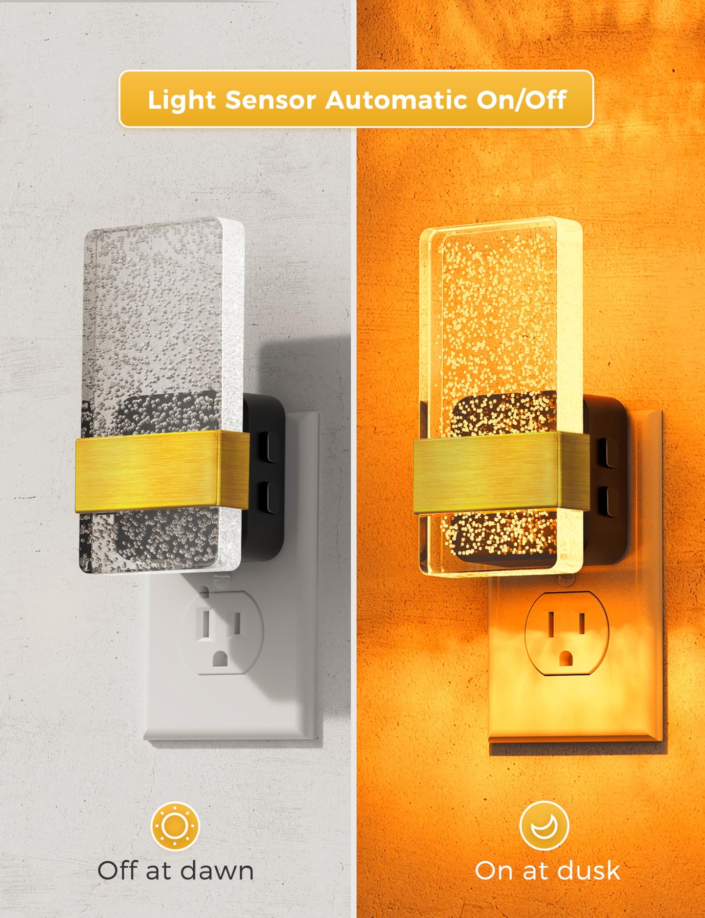 L LOHAS LED Night Lights Plug Into Wall, 2 Pack Plug in Night Light LED with Dusk to Dawn Sensor, 0-100LM Dimmable Nightlight, Wall Sconce-Style Design Nightlights for Bathroom, Hallway,Stairway,Gift