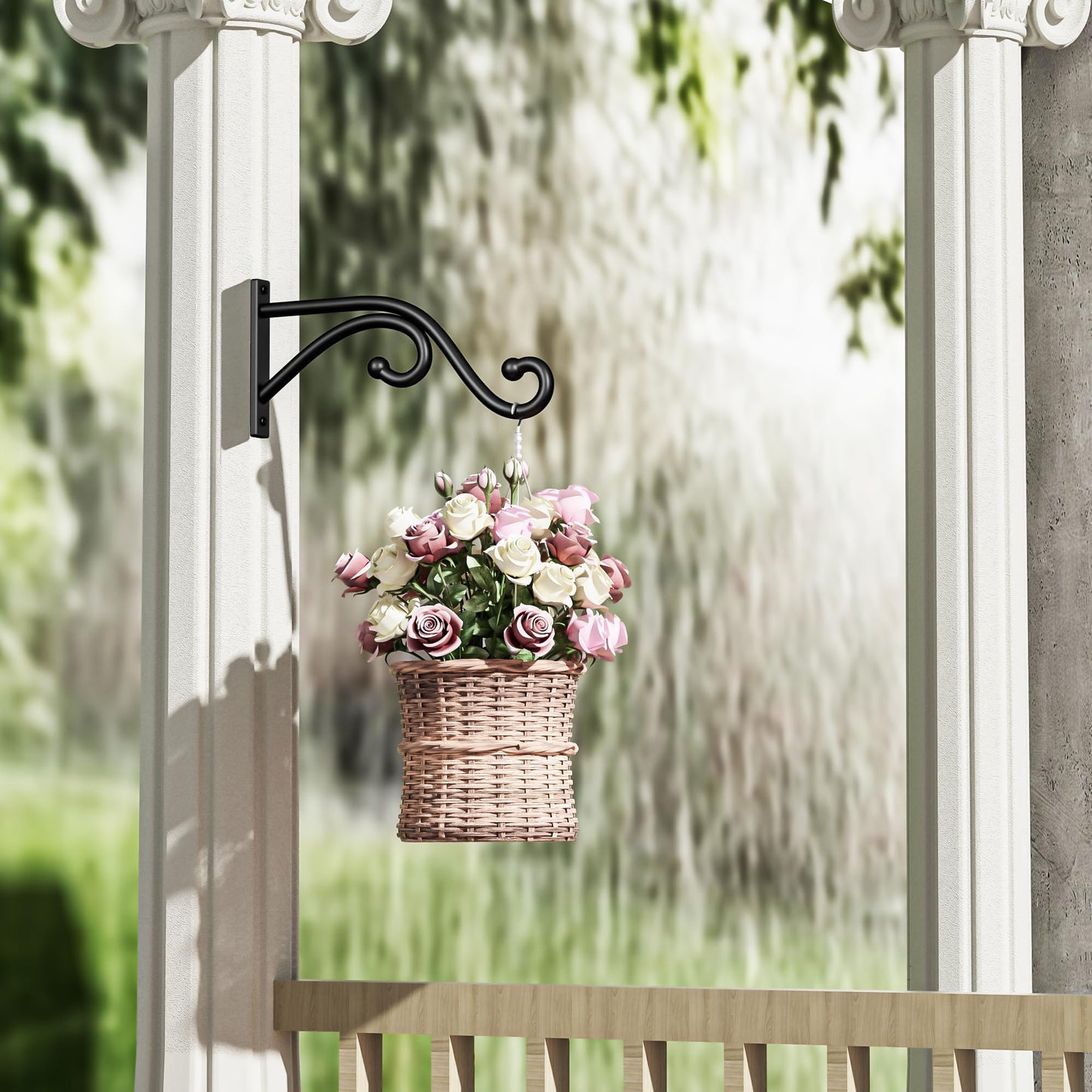 Qiuzido 8 Inch Plant Hanger Plant Hook - 2 Pack Metal Plant Bracket Wall Hooks, Modern Designfor Hanging Flower Basket, Lanterns, Bird Feeder, Wind Chimes Indoor & Outdoor.