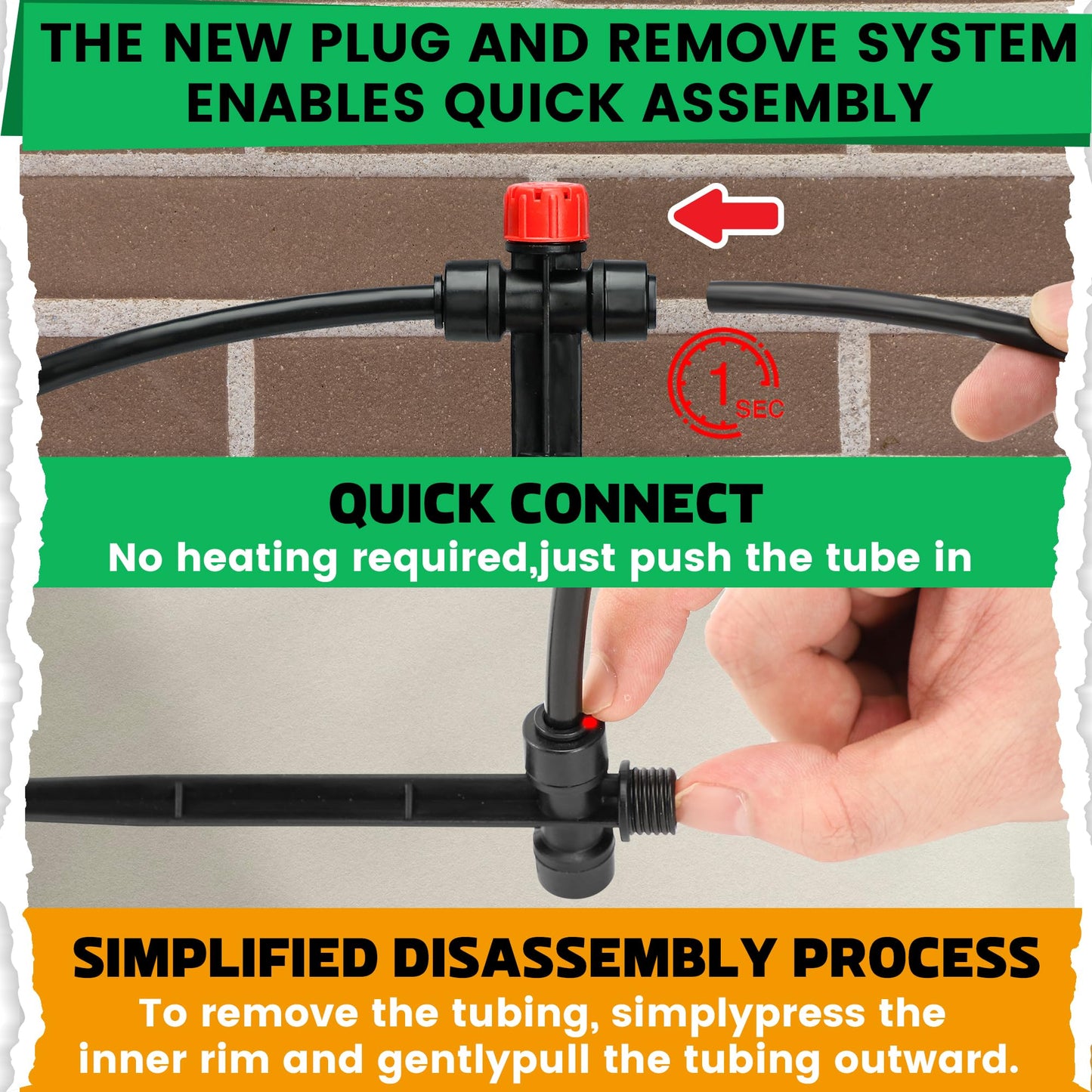 MIXC 20pcs Two-Way Quick-Connect Drip Irrigation Emitters for 1/4" Drip Irrigation Tubing - Adjustable Push-to-Connect 360° Drip Emitters Stream on 7" Sturdy Stake for Irrigation System