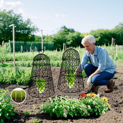 6 PCS 17.7"H X 11.42"D Garden Cloches,Chicken Wire Plant Covers Protectors Modular Design for Customizable Protection,Rust-Proof Heavy Duty Metal Plant Cage for Seedlings Flowers Protect from Animals