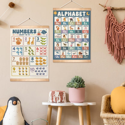 Alphabet Numbers Educational Wall Art Decor for Nursery,ABC and 1-20 Numbers Canvas Print Poster for Preschool, 1-6 Toddler Learning Poster for Classroom Playroom,Kids Room Decor14x18.5inch (2, Sage green)