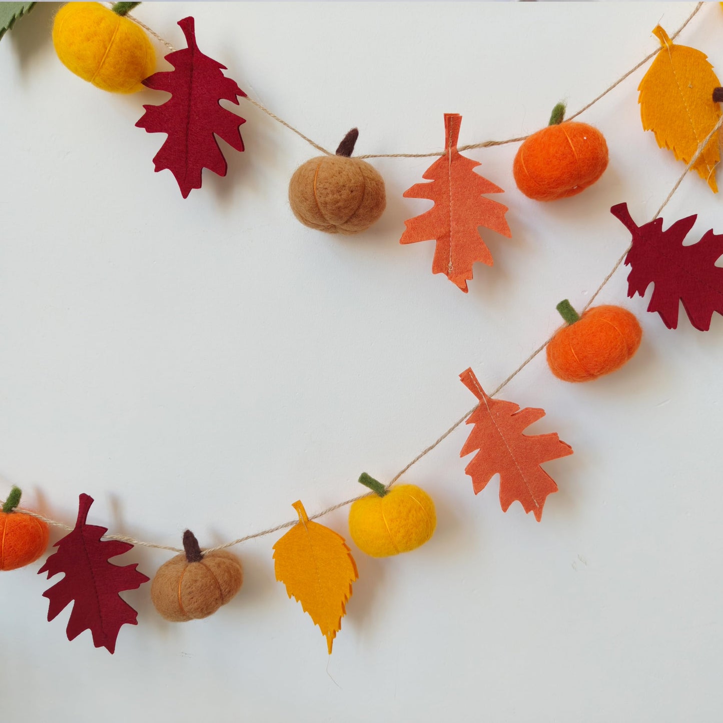 Fall Banner for Home -Fall Harvest Garland- Felt Pumpkin and Maple Leaf Banner, Autumn Thanksgiving Party Decorations