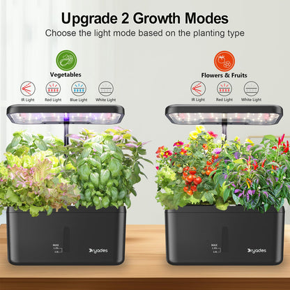 DRYADES Indoor Garden System 19 Watt LED Growing Light Upgrade 2 Self-Watering Soil-Cultivated Growing Pots Gardening Gifts for Mom Plant Pot for Vegetables Herbs Tomato(No Seeds&Soil)