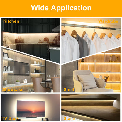 LAFULIT Under Cabinet Lighting Kit - 8 PCS 20 Inch Pre-Cut Strips, 2700K Warm White Flexible LED Strip Lights with Remote and Power Adapter for Kitchen Cabinets, Shelf, Desk, Counter - 13ft