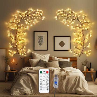 YCoisini Enchanted Willow Vine Lights for Home Decor with 160LEDs, 8.2FT Wall Decoration Light with 8 Remote Control Modes (Brown)(1PCS)