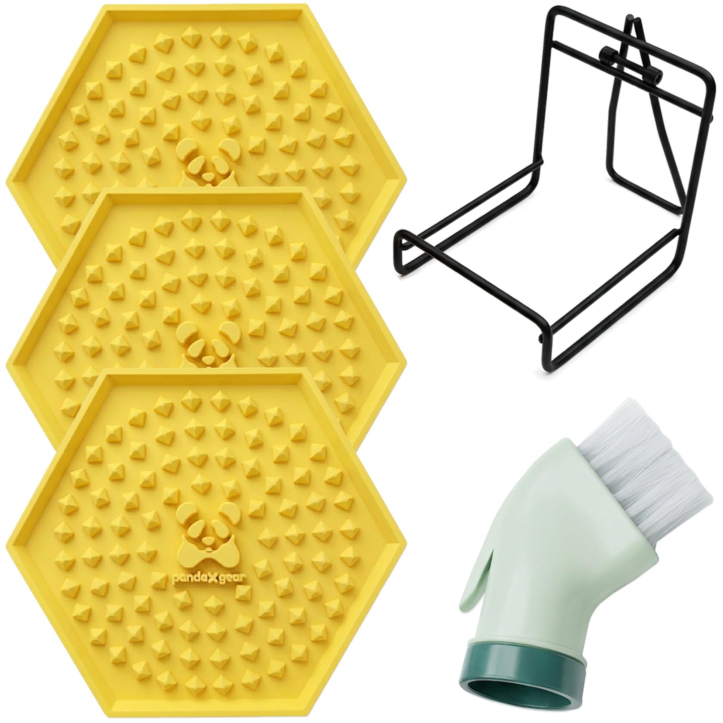 Silicone Coasters for Drinks – 3 Pack Large Yellow Coaster Set with Holder & Cleaning Brush, Heat Resistant Trivet Coasters, Non-Slip, Jar Opener, Hot Pad – PandaXGear (3 Pack - Yellow)
