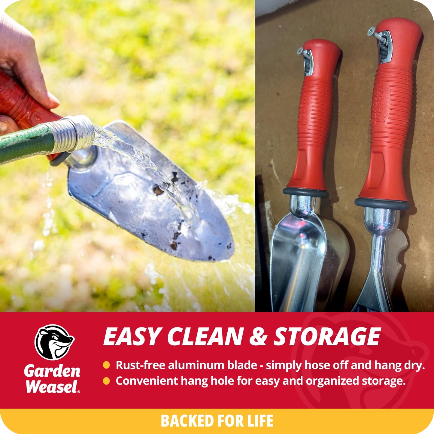 Garden Weasel 3-Piece Hand Tool Combo Set | Trowel, Transplanter and Cultivator | Heavy Duty Lawn and Garden Set, Digging, Planting, and Weeding | 91370-Q