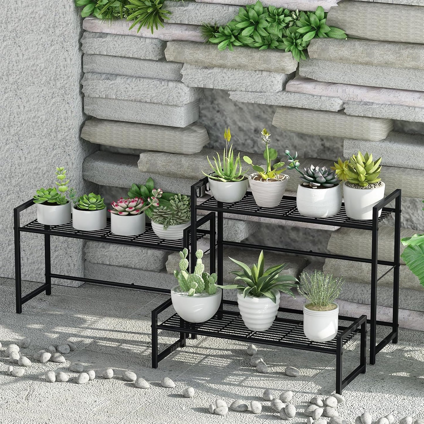 WJCGX Tier Metal Plant Stand Outdoor Indoor Waterproof, Stackable Heavy Duty Tall Plant Shelf Flower Pot Holder for Garden