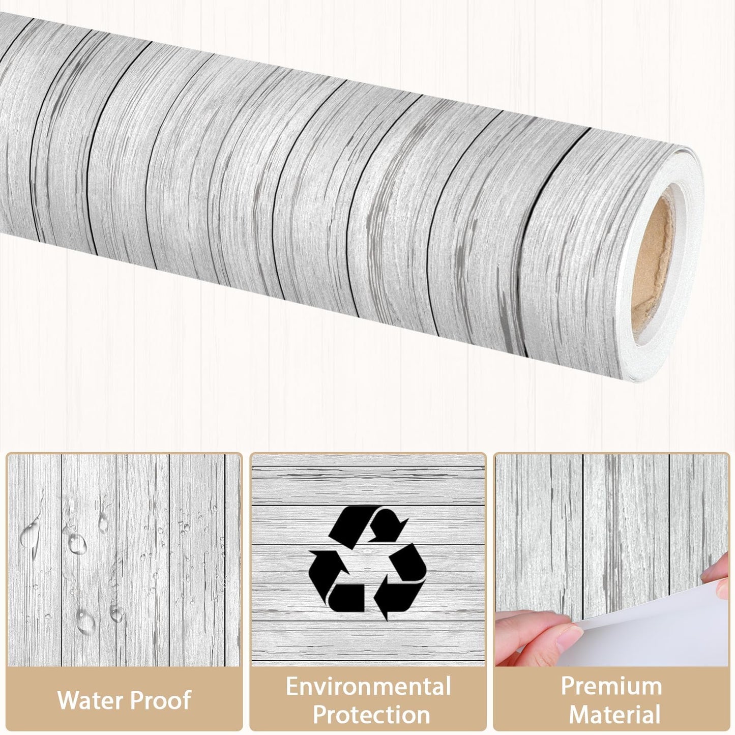 Qyeahkj Wood Grain Bulletin Board Paper Roll Rustic Bulletin Board Background Paper Gray Fade Resistant Classroom Decoration Poster Art Craft Home Wall Education Decor Supplies 17.7in x 20ft