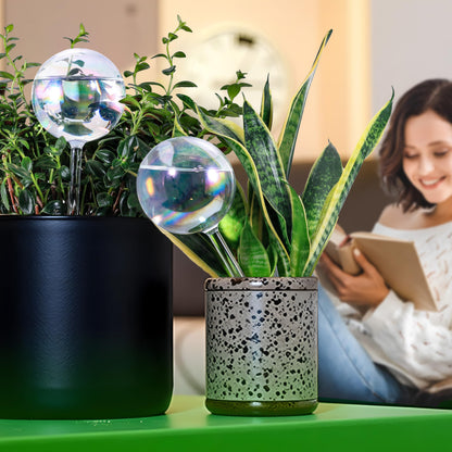 Soilagua 13 oz Up to 2 Weeks Extra Large Plant Self Watering Globes, Light Iridescent Glass Water Bulb Indoor, Plant Waterer Self-Watering Stakes, Perfect Gardening Gifts, 4 Pack