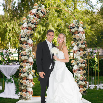 Metal Arch Backdrop Stand 7.2FT Gold Wedding Balloon Arched Backdrop Stand Square Arch Frame for Birthday Valentines Day Party Bridal Baby Shower Ceremony Decoration