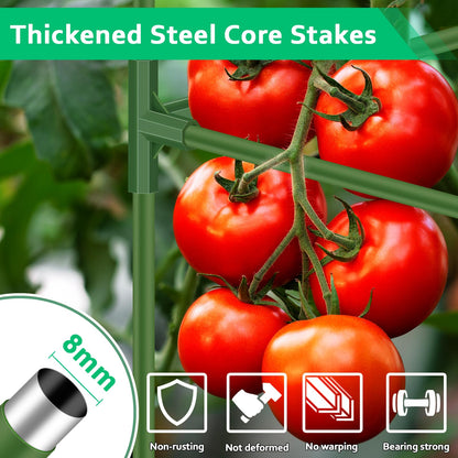 WLLEYAY 3 Pack Square Tomato Cages with 17 Gallon Grow Bags, 46'' Upgraded Heavy Duty Steel Garden Plant Support Stakes Kit, Flowers Vegetable Trellis for Vertical Climbing Plants Vines