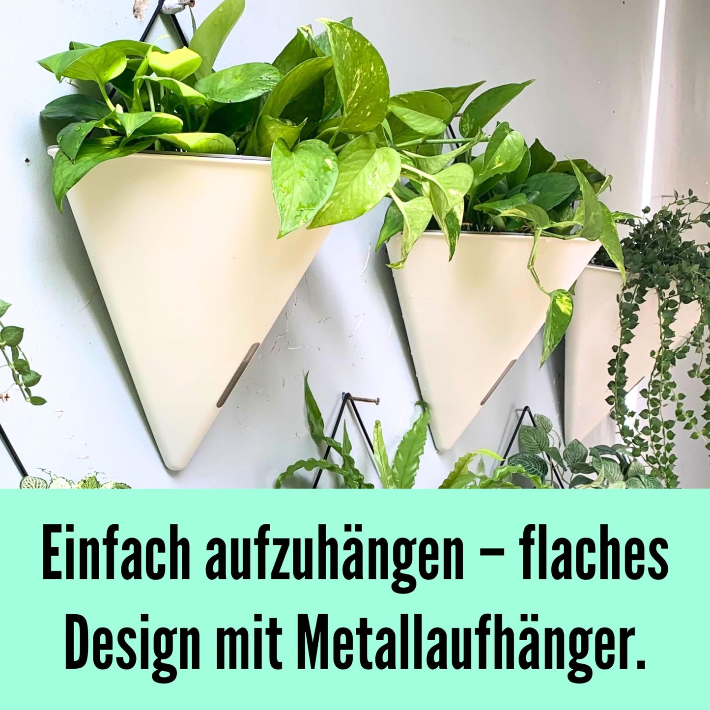 LaLaGreen Bundle- 2 Pack, 12 Inch White Geometric Self Watering Pot + 4 Pack, 20 Inch Rectangular Planter Box Hanging Stylish Modern Wall Mount Flower Succulent Vase Holder Balcony Porch Indoor Decor