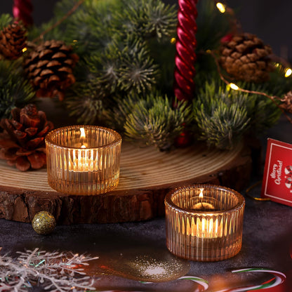 HAVITI 24 Pack Tealight Gold Candle Holders, Votive Tea Light Candle Holder Glass for Gold Centerpieces Fall Wedding Table Decor, Party Supplies, Home Decor